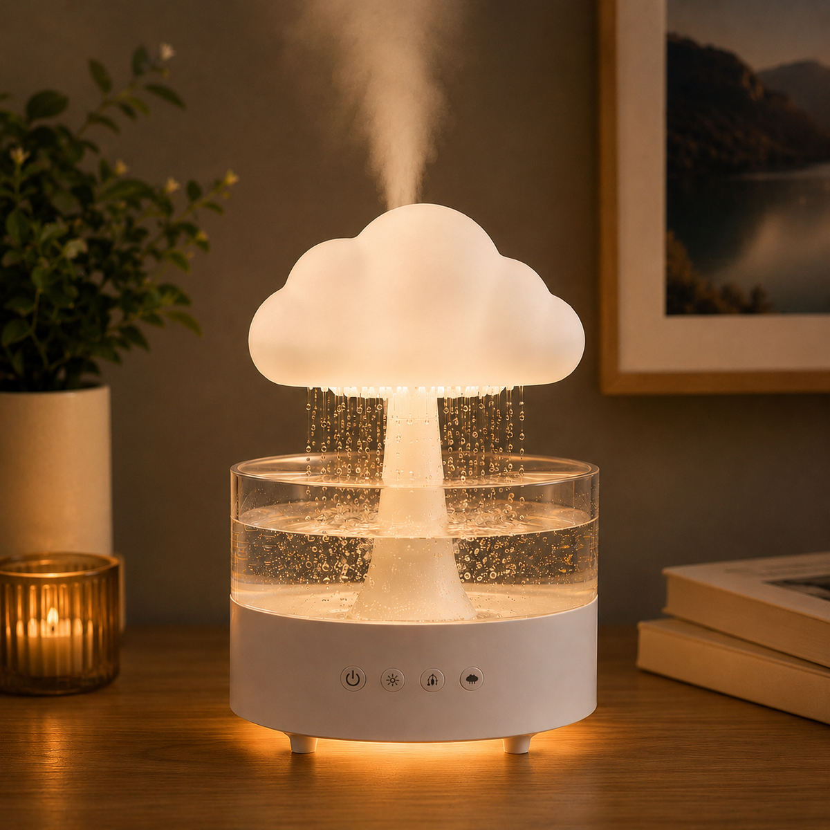 ☁️ Cloud Rain Humidifier – Relaxing Rain Effect & Ambient Night Light